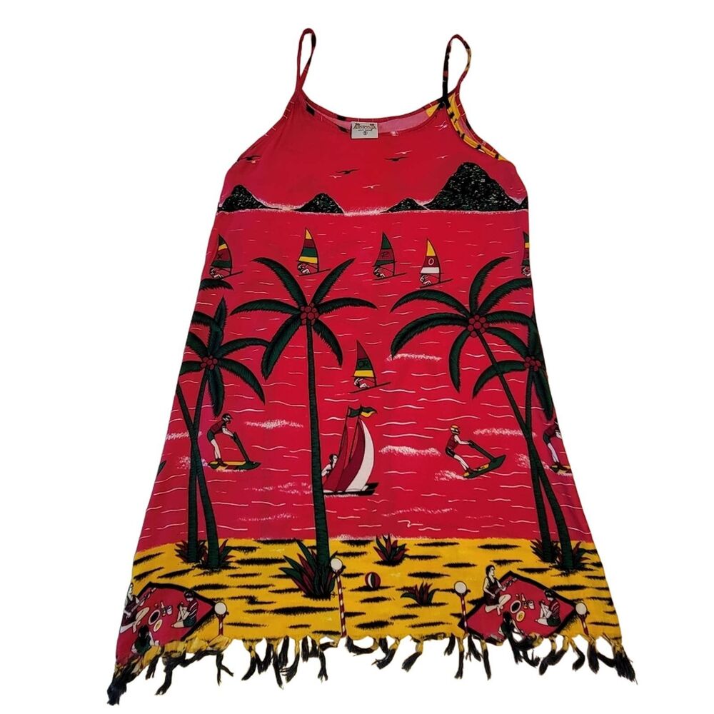 Cocowalk women's size small 100% rayon t-shirt dress with tasseled bottom